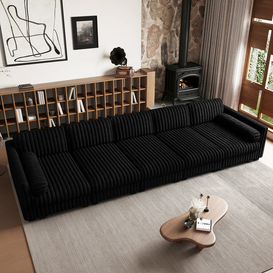 Piano-Black-/-Faux-Rabbit-Fur-Corduroy-5-Seat-Sleeper-Sofa