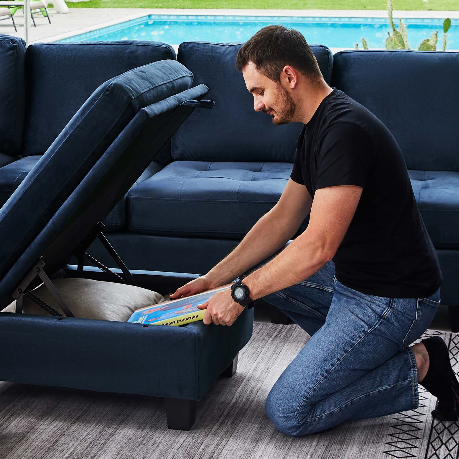 Huvona Storage Square Ottoman