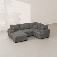 Mink-Brown-/-Corduroy-4-Seat-U-Shaped-Left-Chaise-Sectional