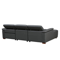 Corporate-Gray-/-Genuine-Leather-3-Seat-Left-Chaise-Sectional
