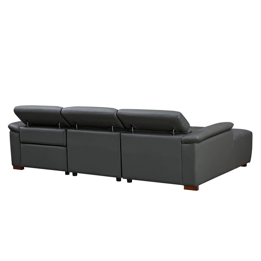 Corporate-Gray-/-Genuine-Leather-3-Seat-Left-Chaise-Sectional
