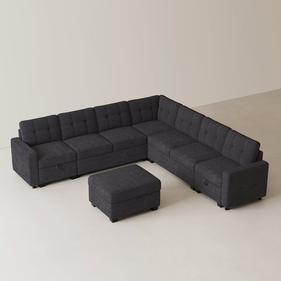 Graphite-grey-/-chenille-7-Seats-Sectional-with-Ottoman