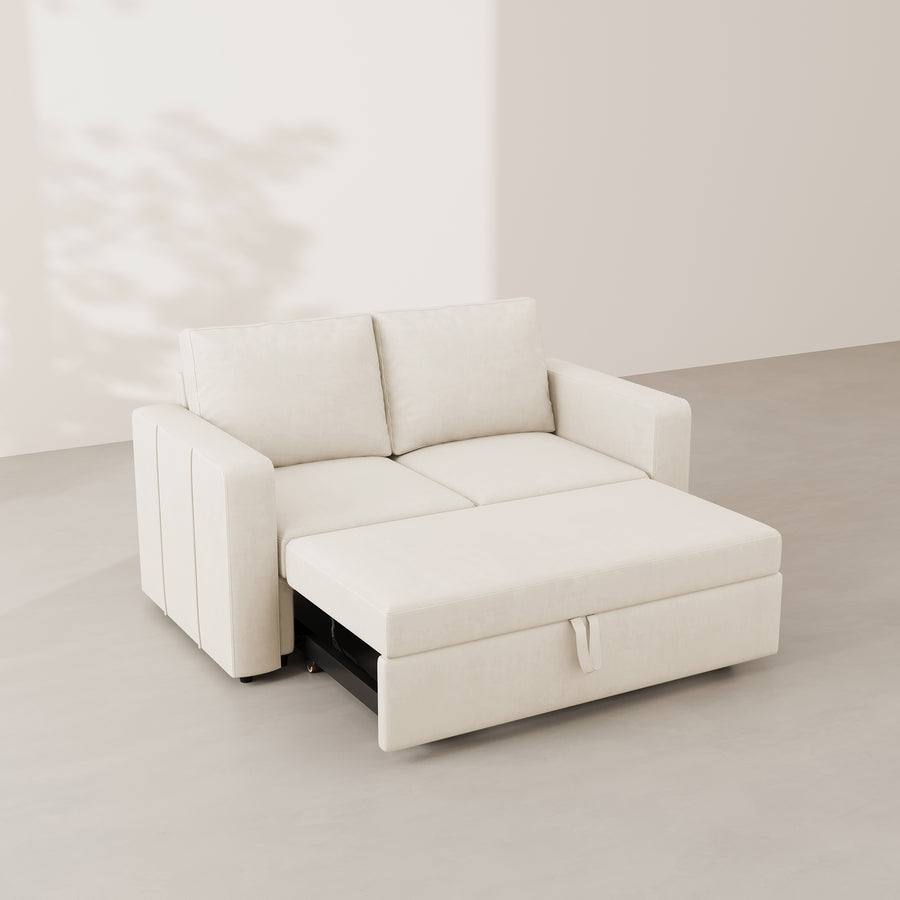 Cosmic-Latte-/-Velvet-Pullout-Loveseat