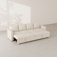 Cosmic-Latte-/-Velvet-4-Seat-Double-Pullout-Sofa