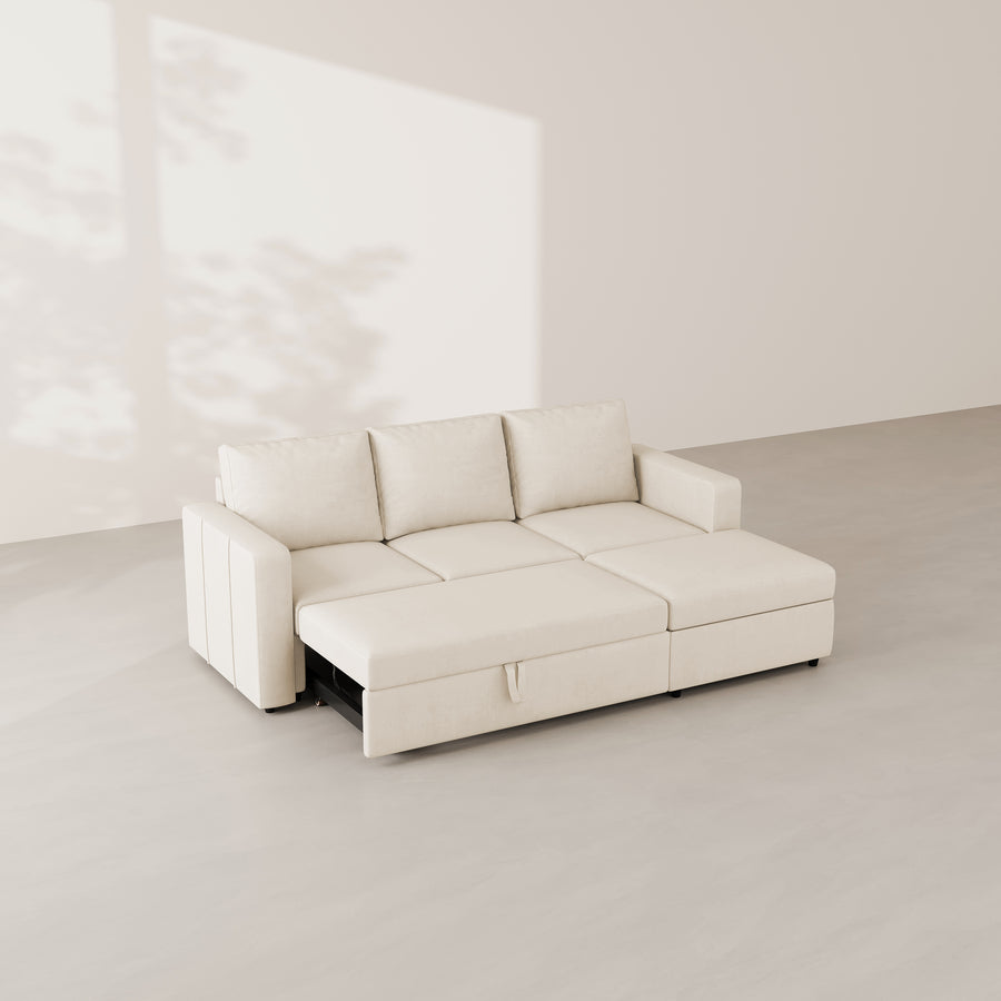 Cosmic-Latte-/-Velvet-4-Seat-L-Shaped-Pullout-Sectional