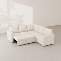 Cosmic-Latte-/-Velvet-5-Seat-L-Shaped-Pullout-Sectional