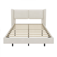 Modern Style Velvet Floating Bed Frame with LED Lights BSN