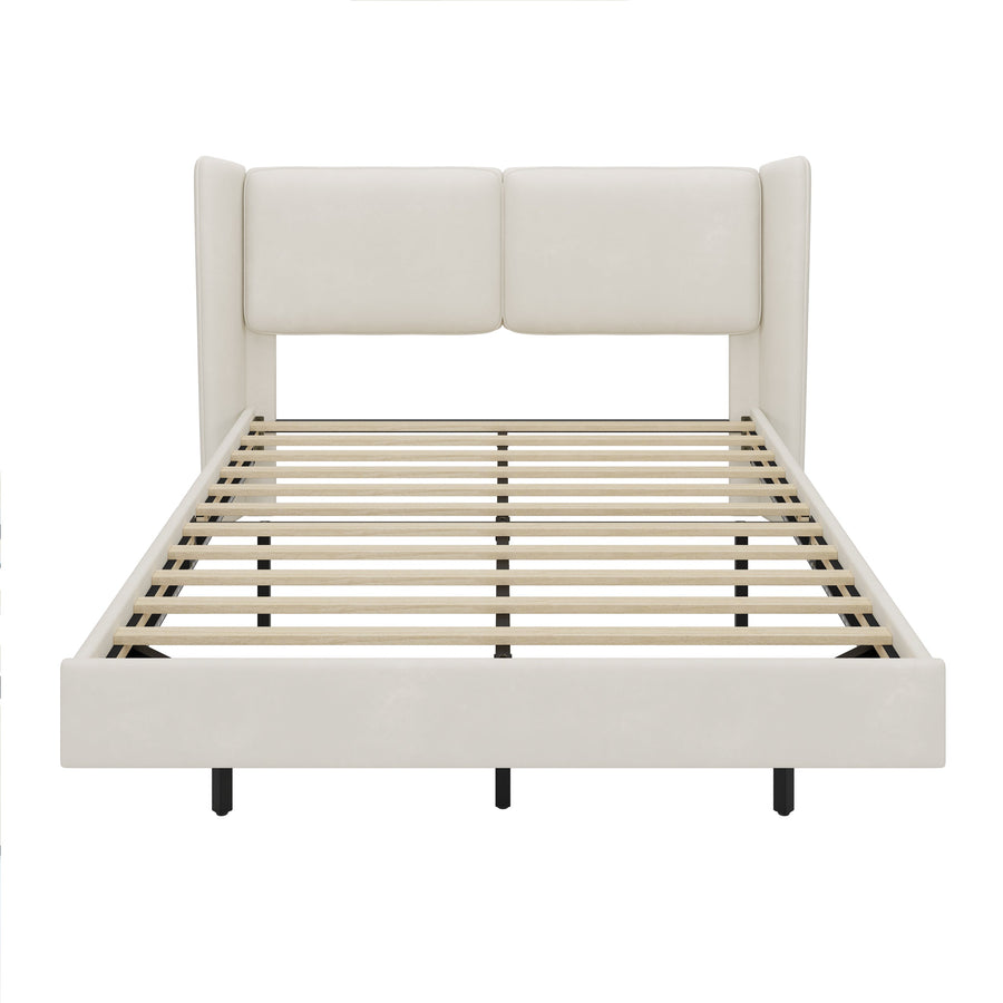 Modern Style Velvet Floating Bed Frame with LED Lights BSN