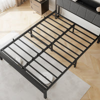 Modern Bed Frame with Storage Headboard and Charging Station