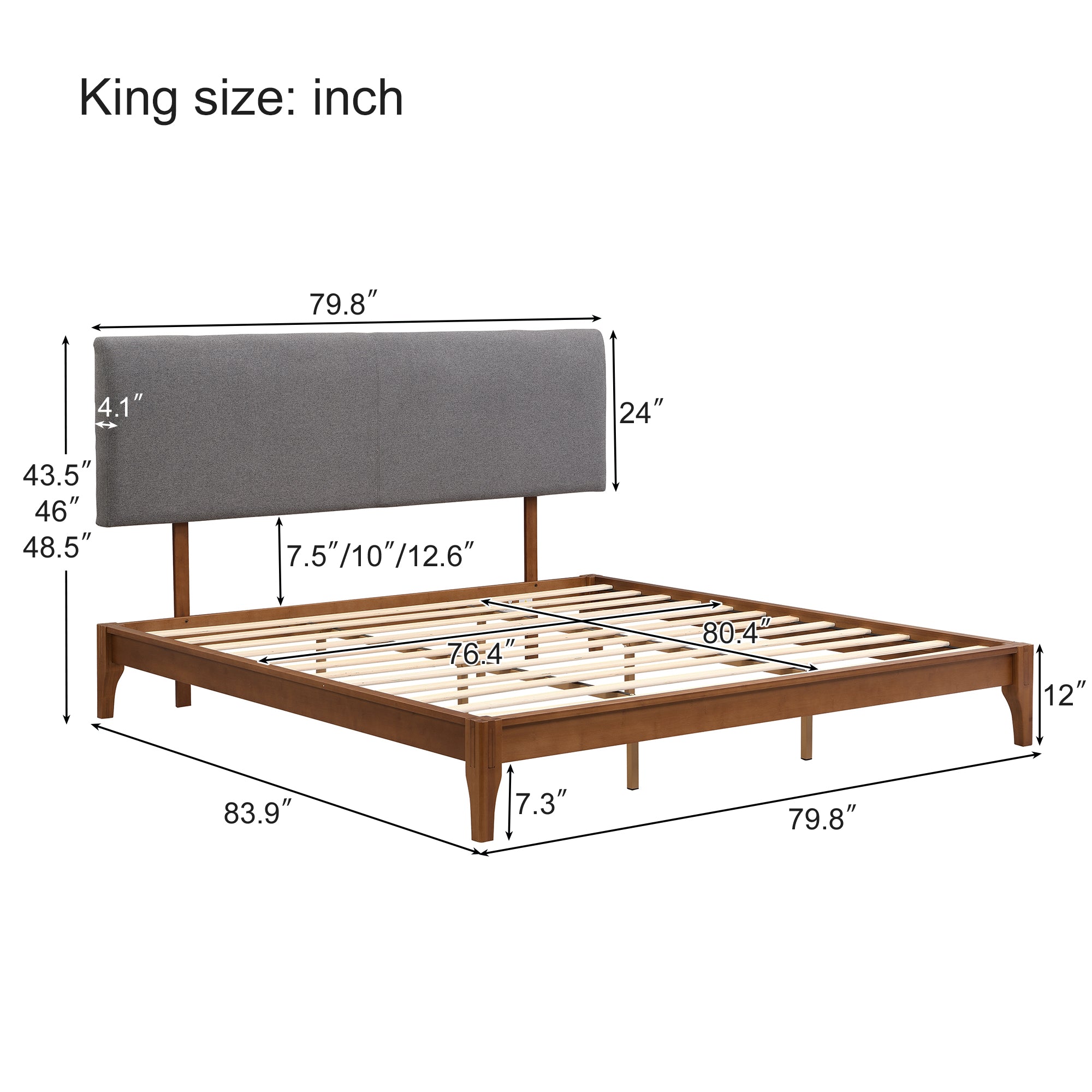 Solid Dry Bamboo Wood Bed - King