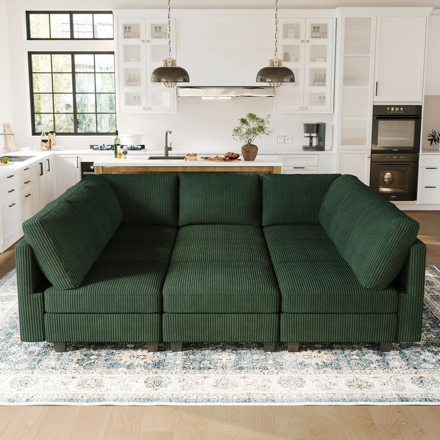 Seaweed-Green-/-Corduroy-9-Seat-Pit-Sectional