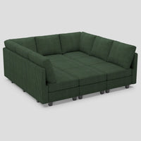 Seaweed-Green-/-Corduroy-9-Seat-Pit-Sectional