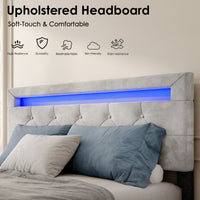 Queen Size Upholstered Velvet Bed Frame with Drawers and LED Lights BSN