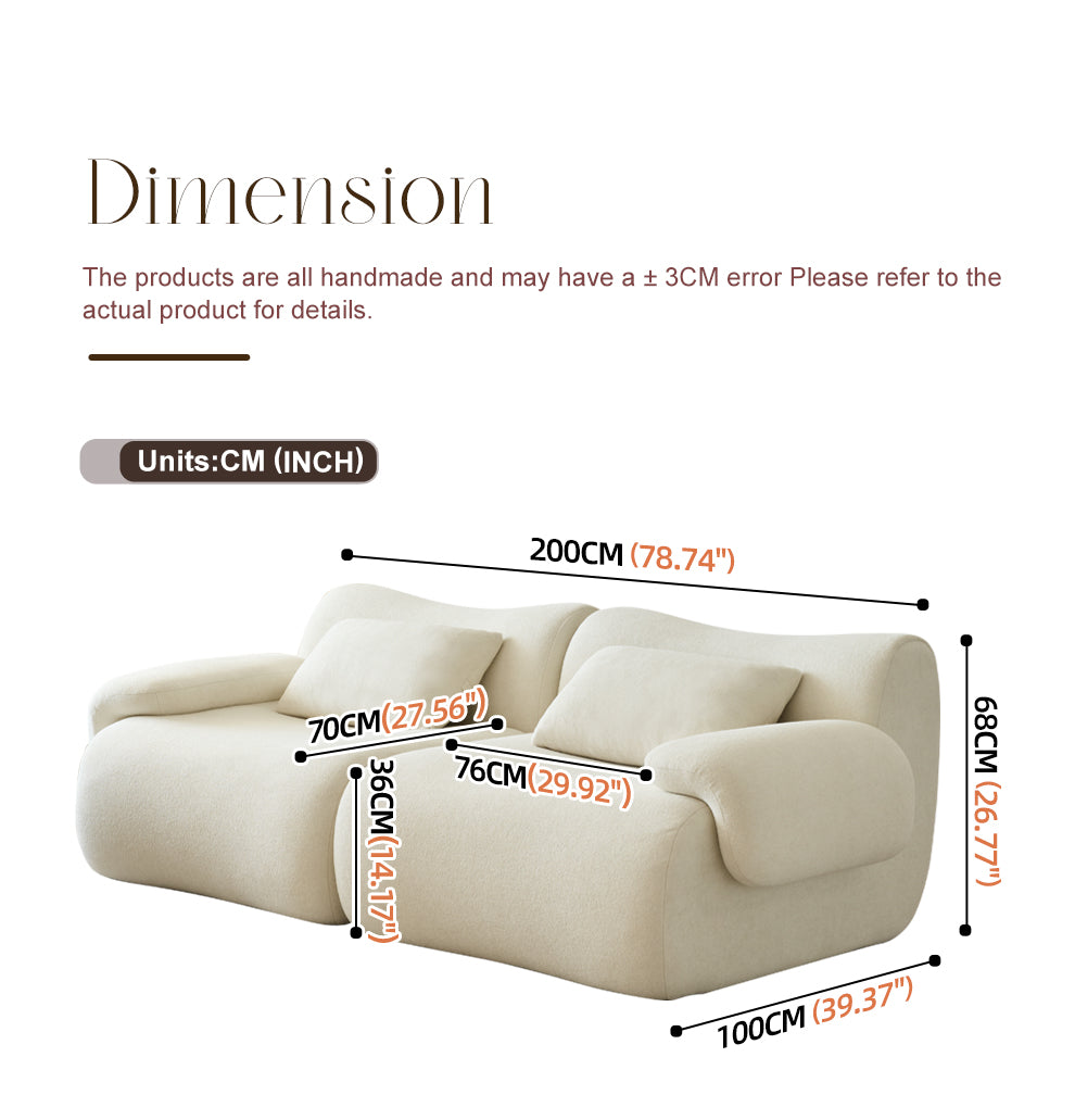 Boucle-Mint-Cream-Loveseat-dimension
