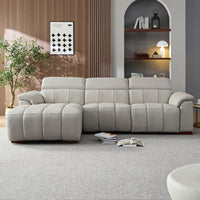 Mist-Gray-/-Genuine-Leather-3-Seat-Left-Chaise-Sectional
