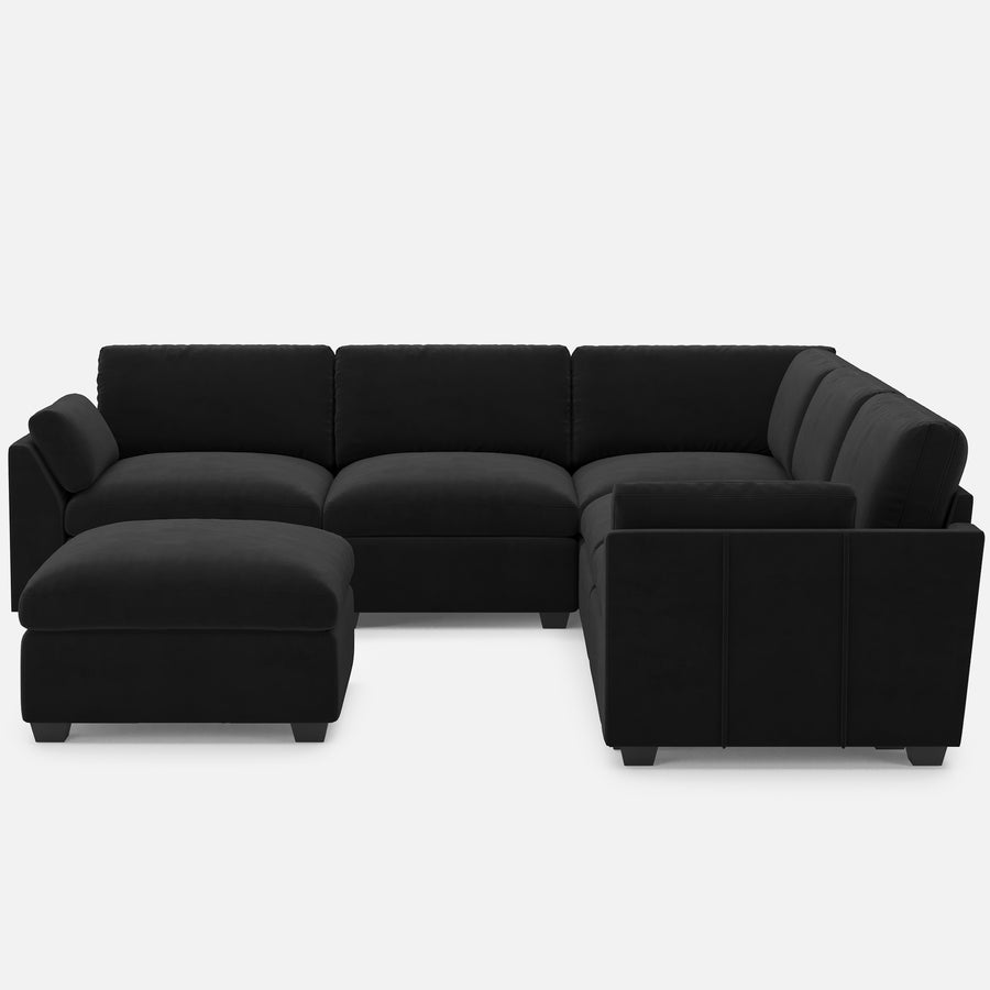 Midnight-Black-/-Velvet-6-Seat-U-Shaped-Sectional-with-Return