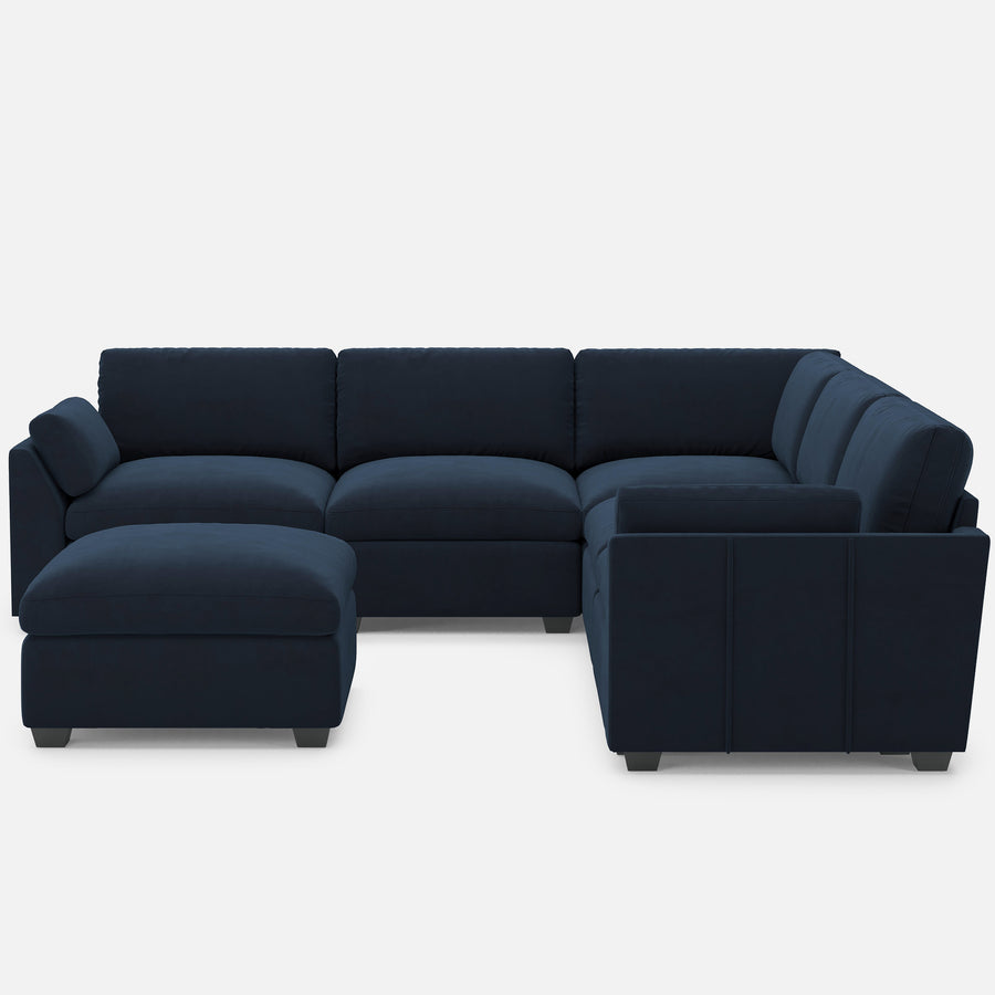 Navy-Blue-/-Velvet-6-Seat-U-Shaped-Sectional-with-Return