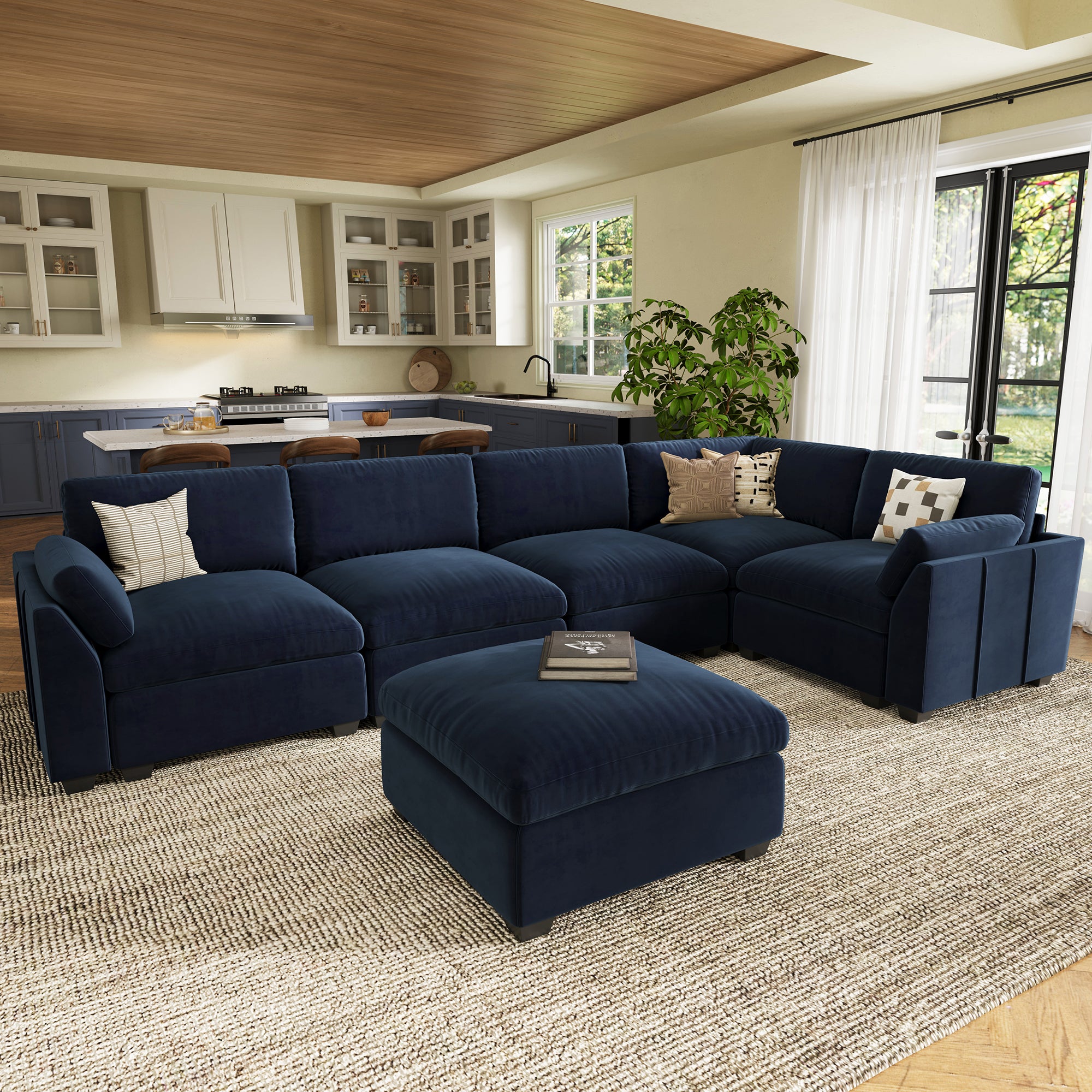 Uteeran Oversized Cloud 5 Seats Sofa with Ottoman