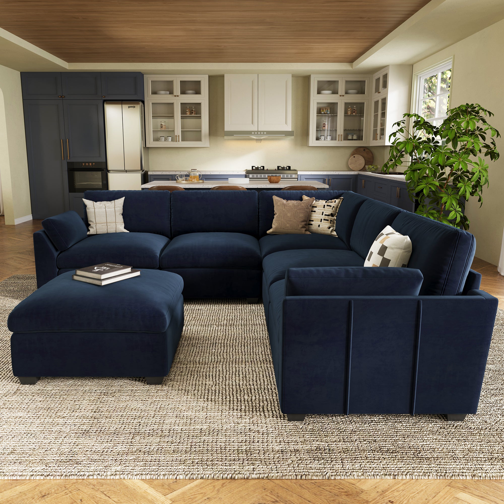 Uteeran Oversized Cloud 5 Seats Sofa with Ottoman