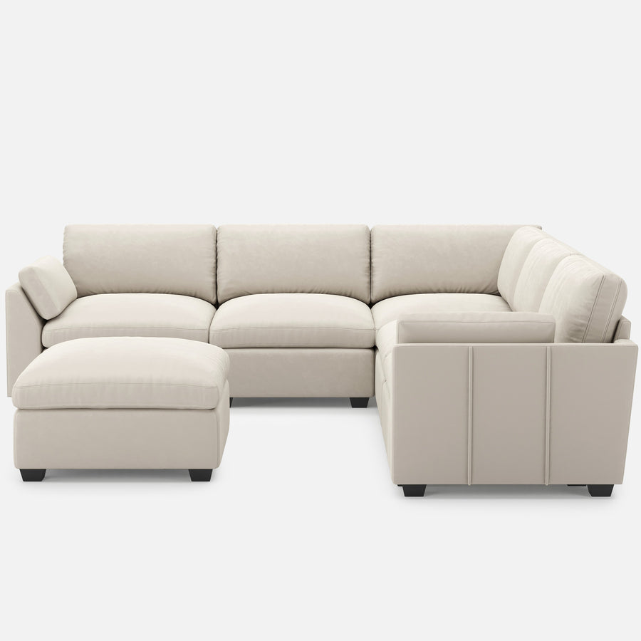 Cosmic-Latte-/-Velvet-6-Seat-U-Shaped-Sectional-with-Return