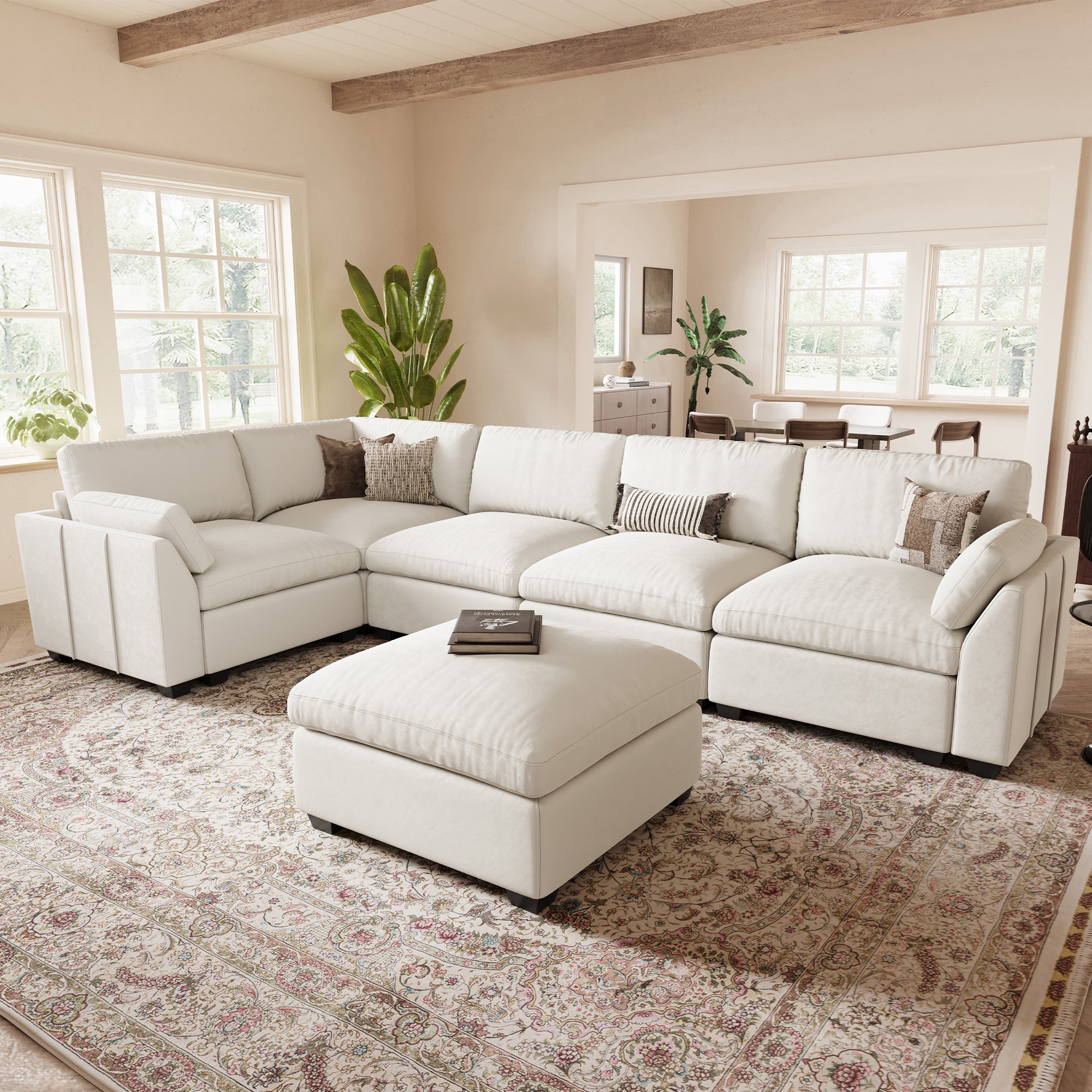 Uteeran Oversized Cloud 5 Seats Sofa with Ottoman