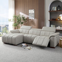 Mist-Gray-/-Genuine-Leather-3-Seat-Left-Chaise-Sectional