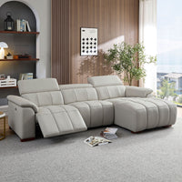 Mist-Gray-/-Genuine-Leather-3-Seat-Right-Chaise-Sectional