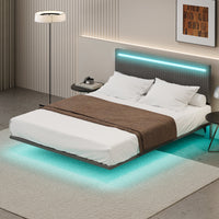 Modern Upholstered Floating Bed Frame with LED Lights BSN