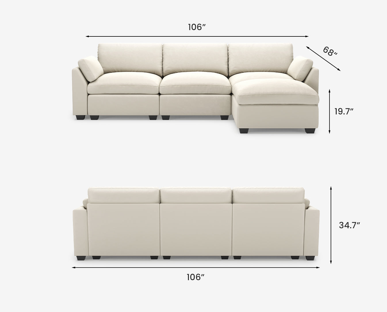 Uteeran Oversized 3 Seats Sofa