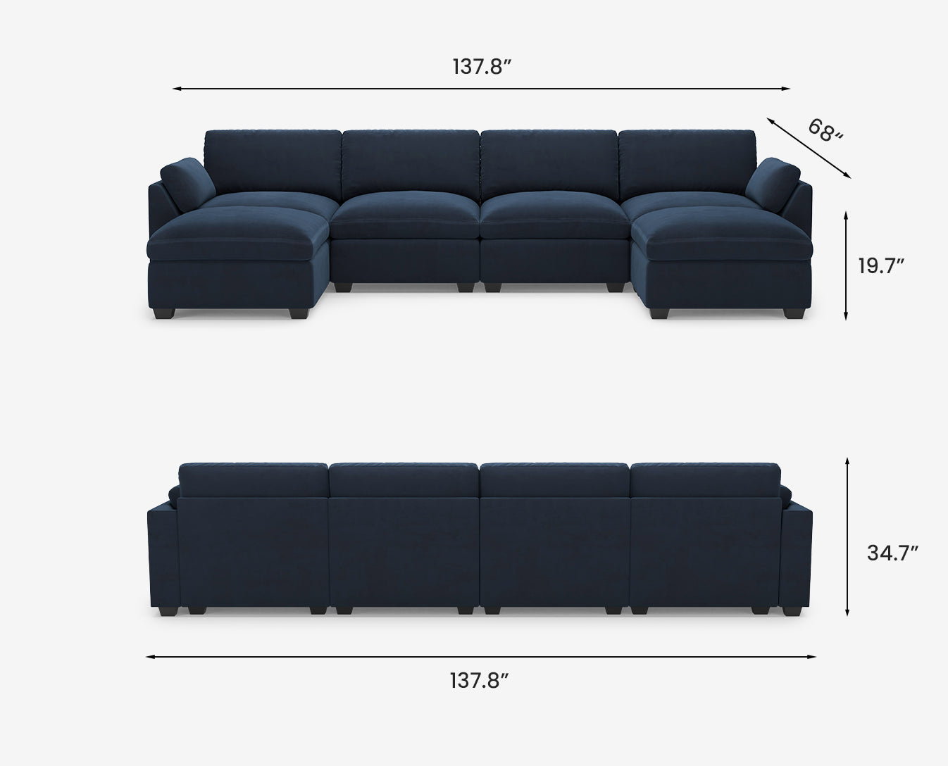 Uteeran Oversized 4 Seats Sofa