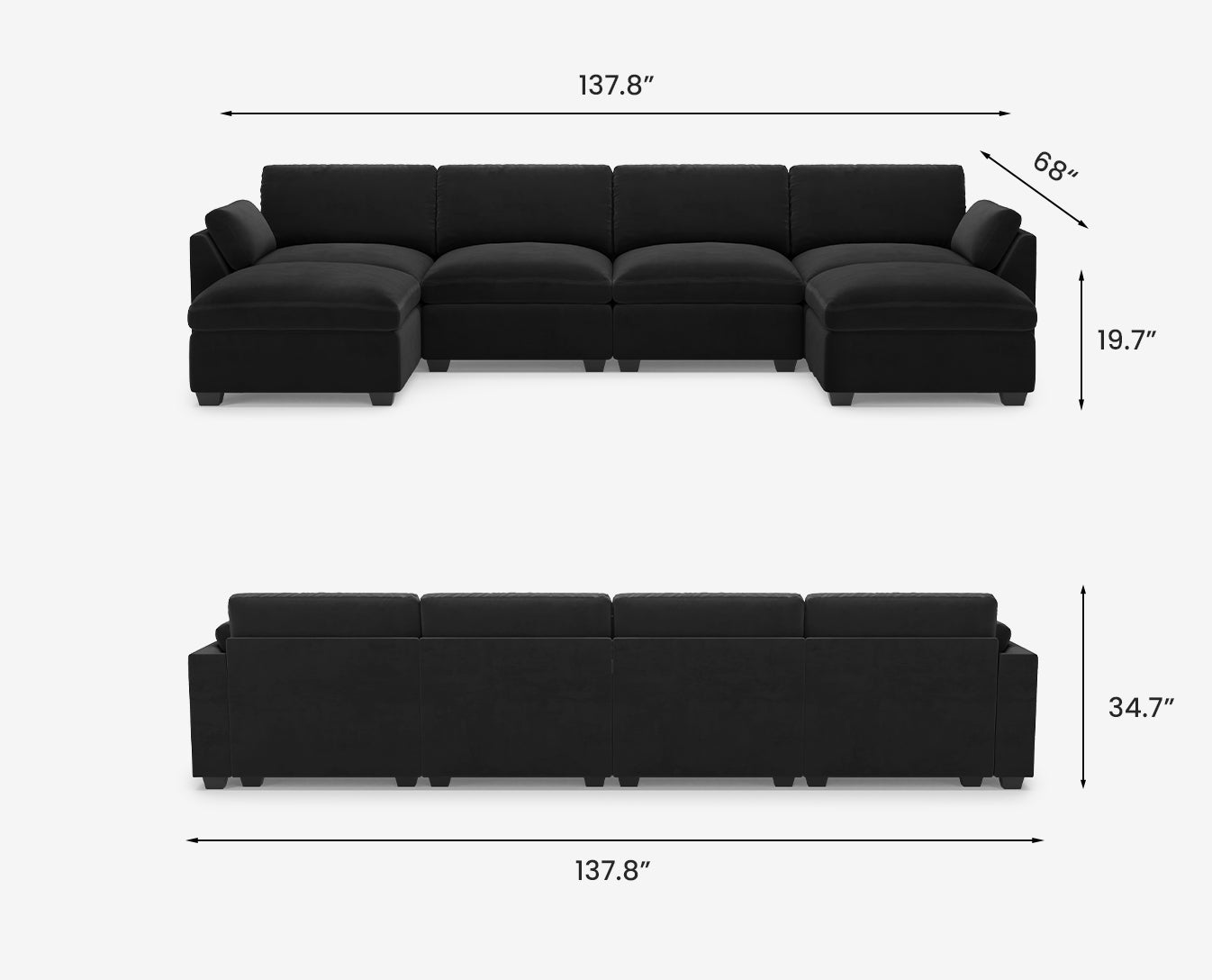 Uteeran Oversized 4 Seats Sofa