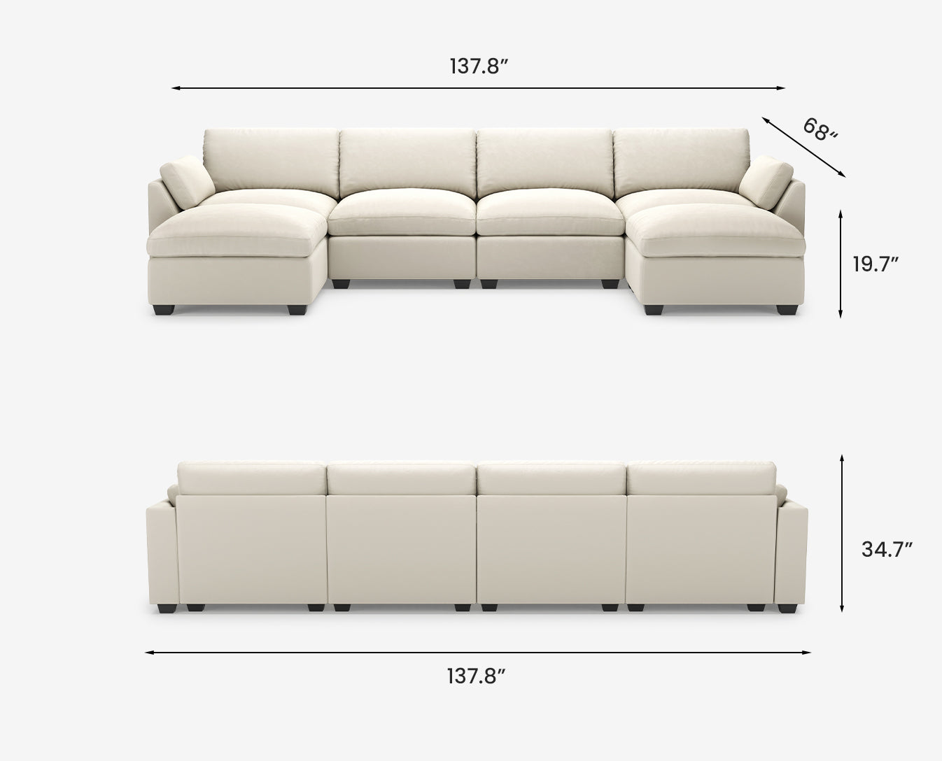 Uteeran Oversized 4 Seats Sofa