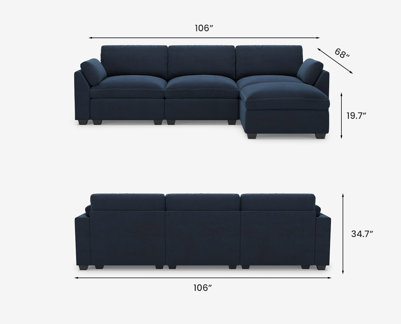 Uteeran Oversized 3 Seats Sofa