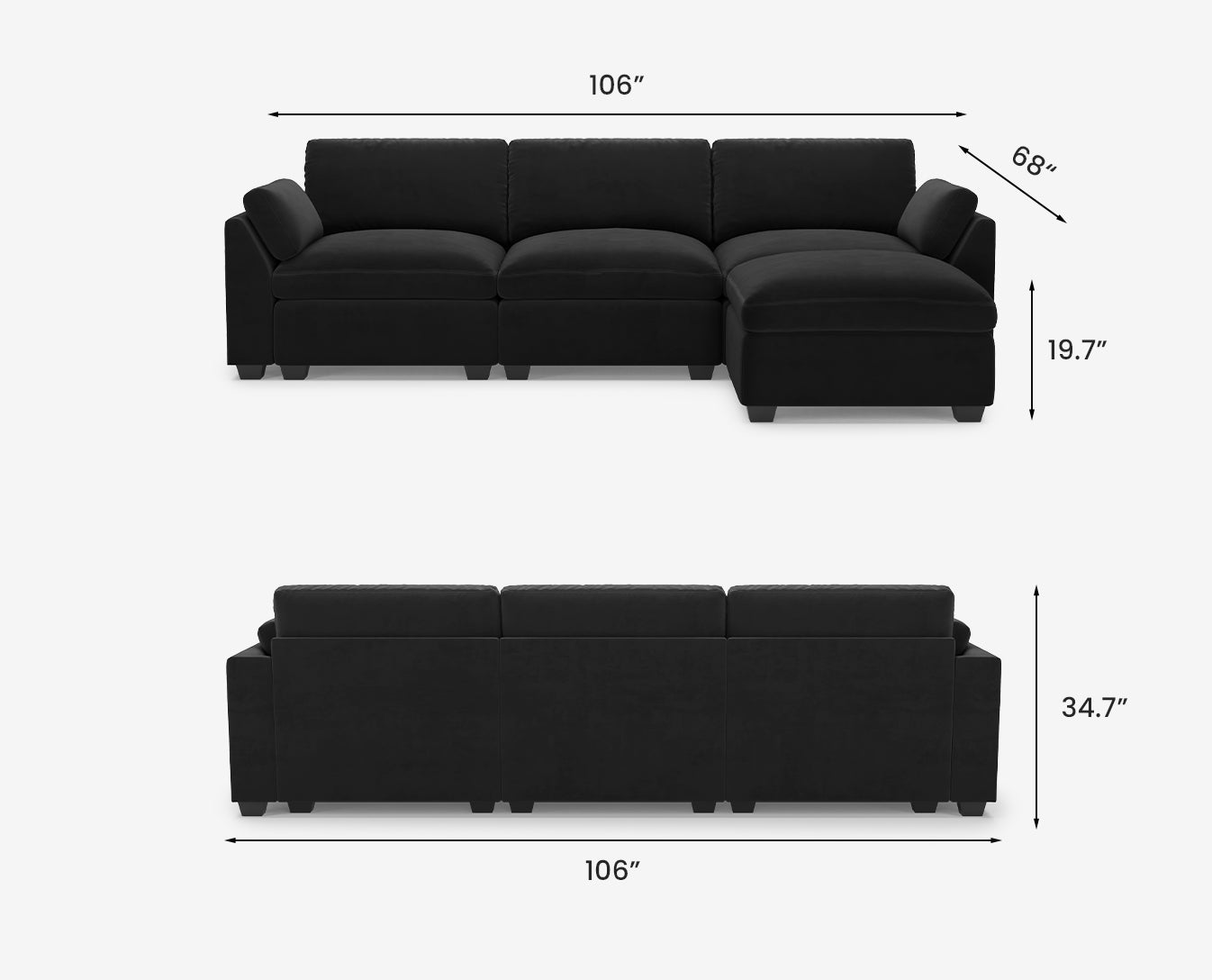 Uteeran Oversized 3 Seats Sofa