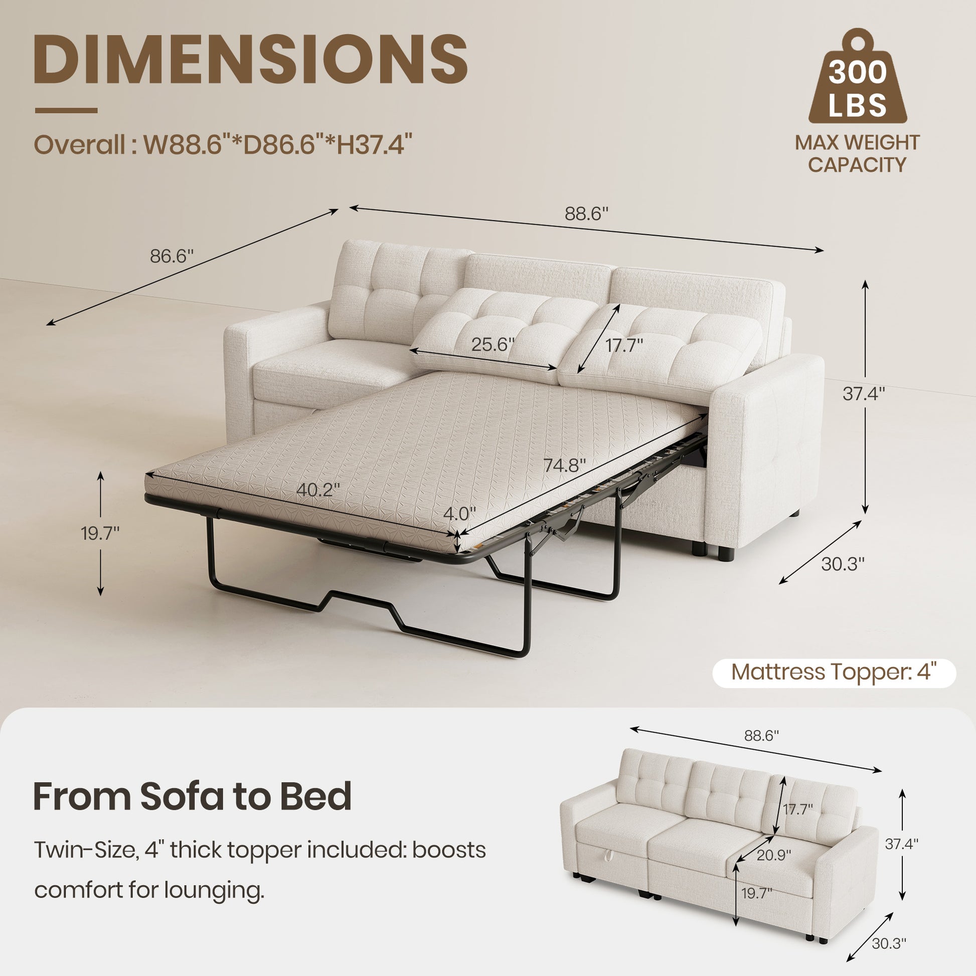 Misty-White-/-Chenille-3-Seat-Pullout-Sofa-dimension