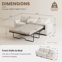 Misty-White-/-Chenille-3-Seat-Pullout-Sofa-dimension