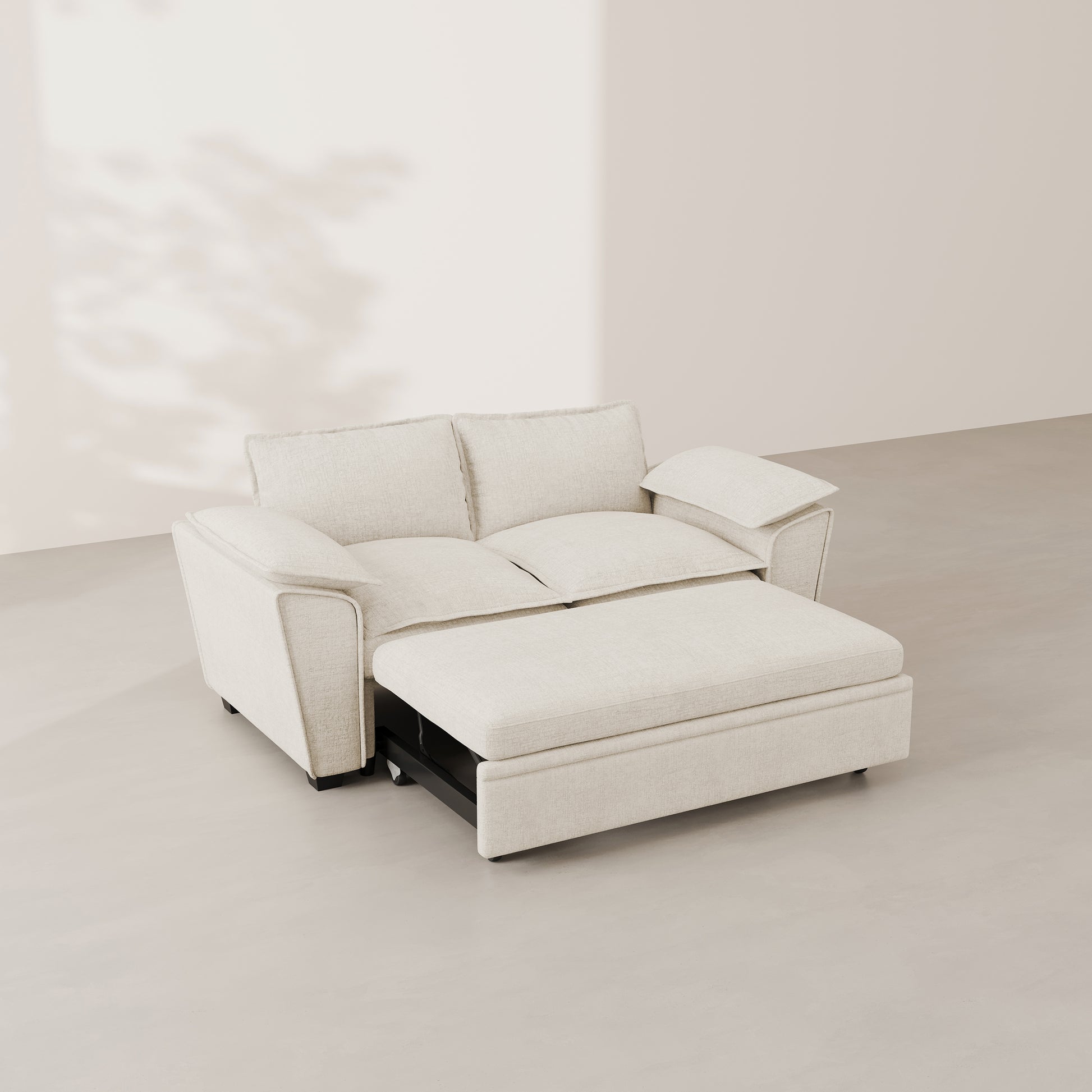 Chenille-Misty-White-Pullout-Loveseat
