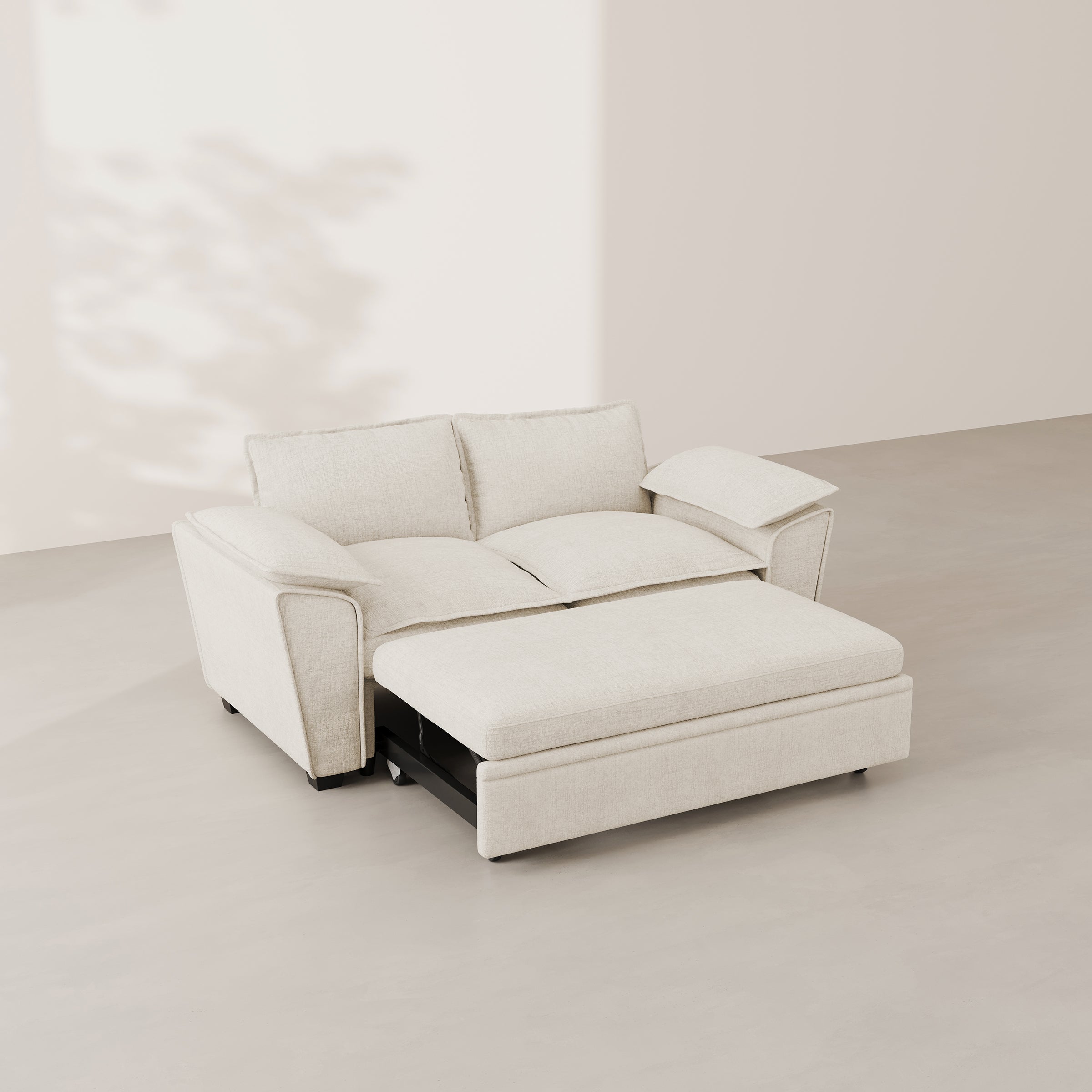 Chenille-Misty-White-Pullout-Loveseat