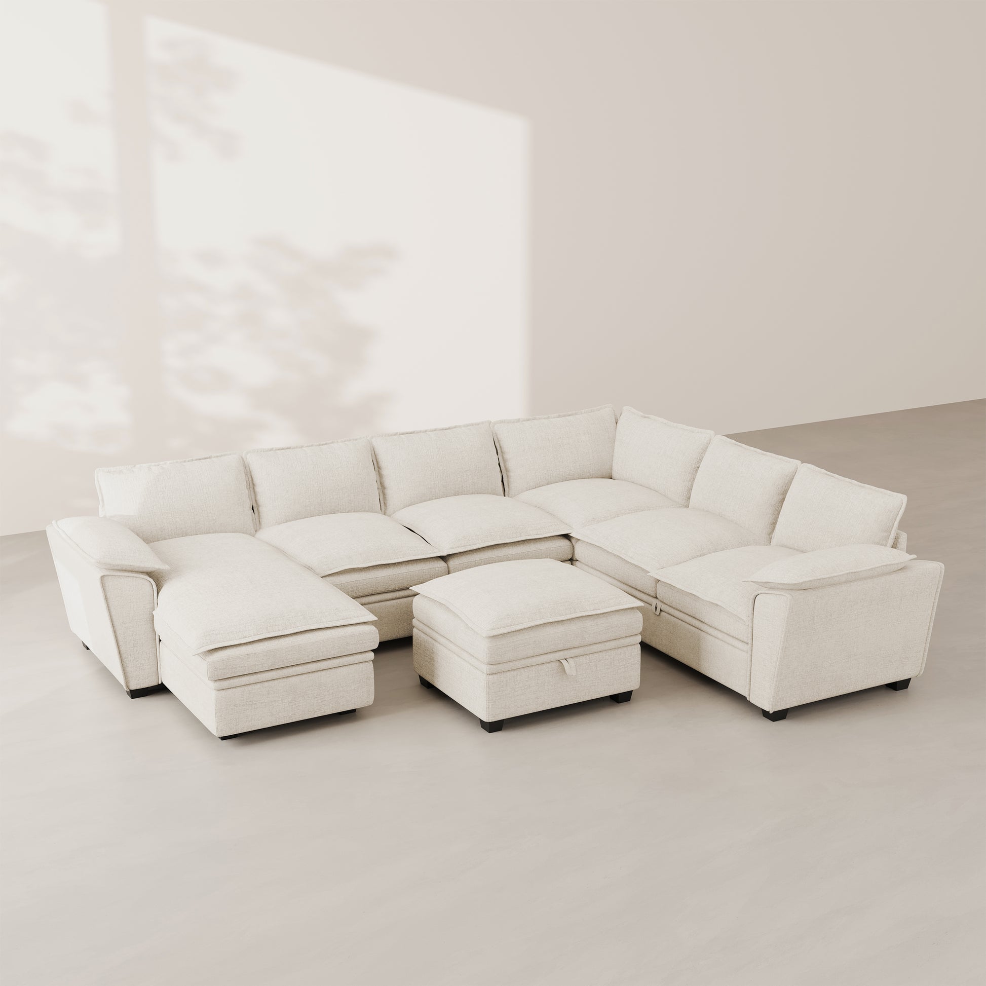 Chenille-Misty-White-7-Seats-Sectional-with-Ottoman