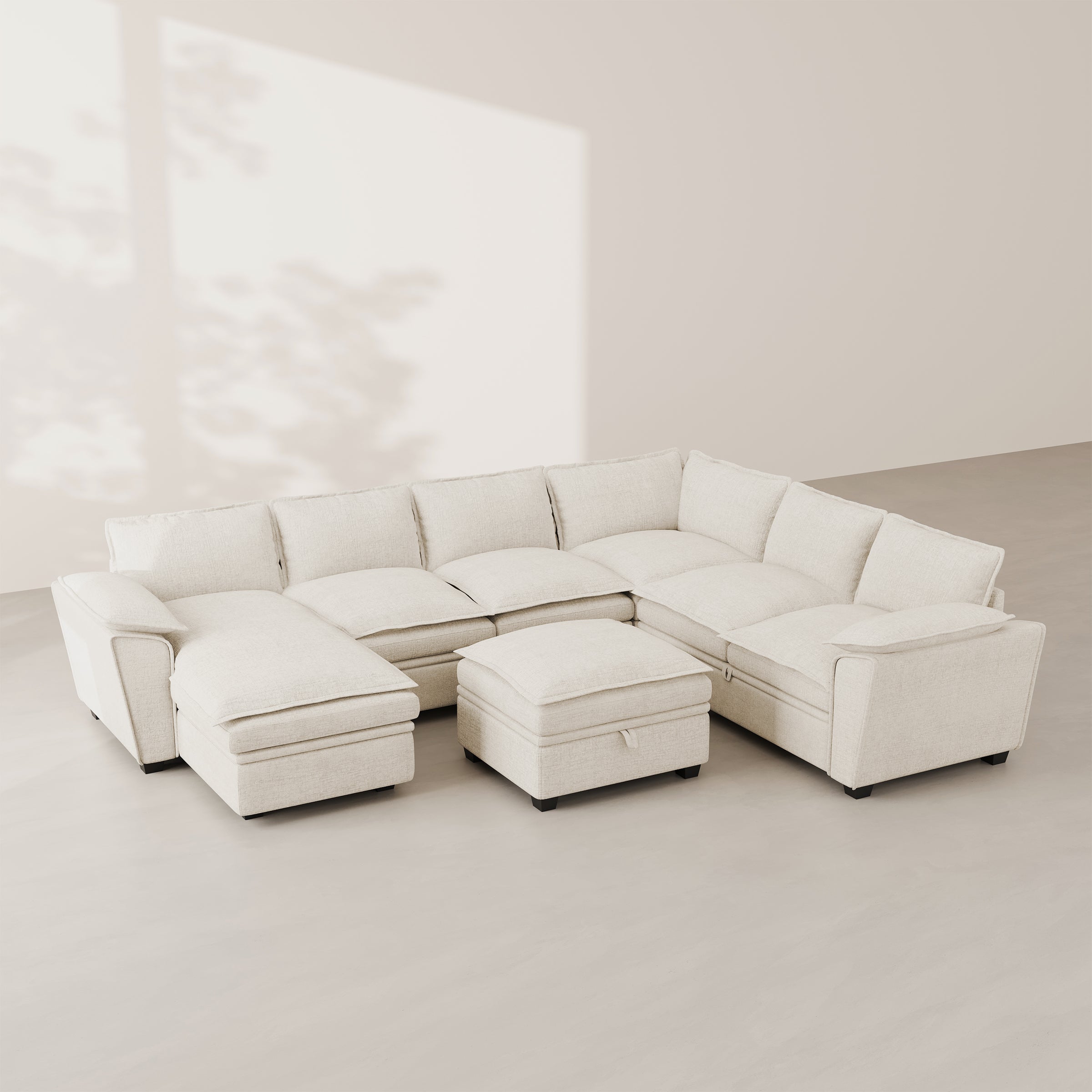 Chenille-Misty-White-7-Seats-Sectional-with-Ottoman
