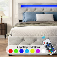 Queen Size Upholstered Velvet Bed Frame with Drawers and LED Lights BSN