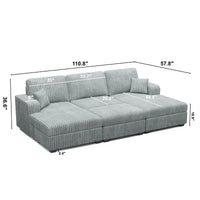 Frosted-Grey-/-Corduroy-4-Seat-U-Shaped-Double-Chaise-Pit-Sectional-dimension