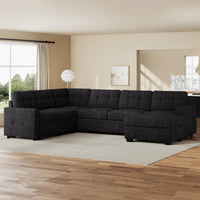 Graphite-Grey-/-Chenille-7-Seat-U-Shaped-Pullout-Sectional