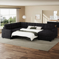 Graphite-Grey-/-Chenille-7-Seat-U-Shaped-Pullout-Sectional