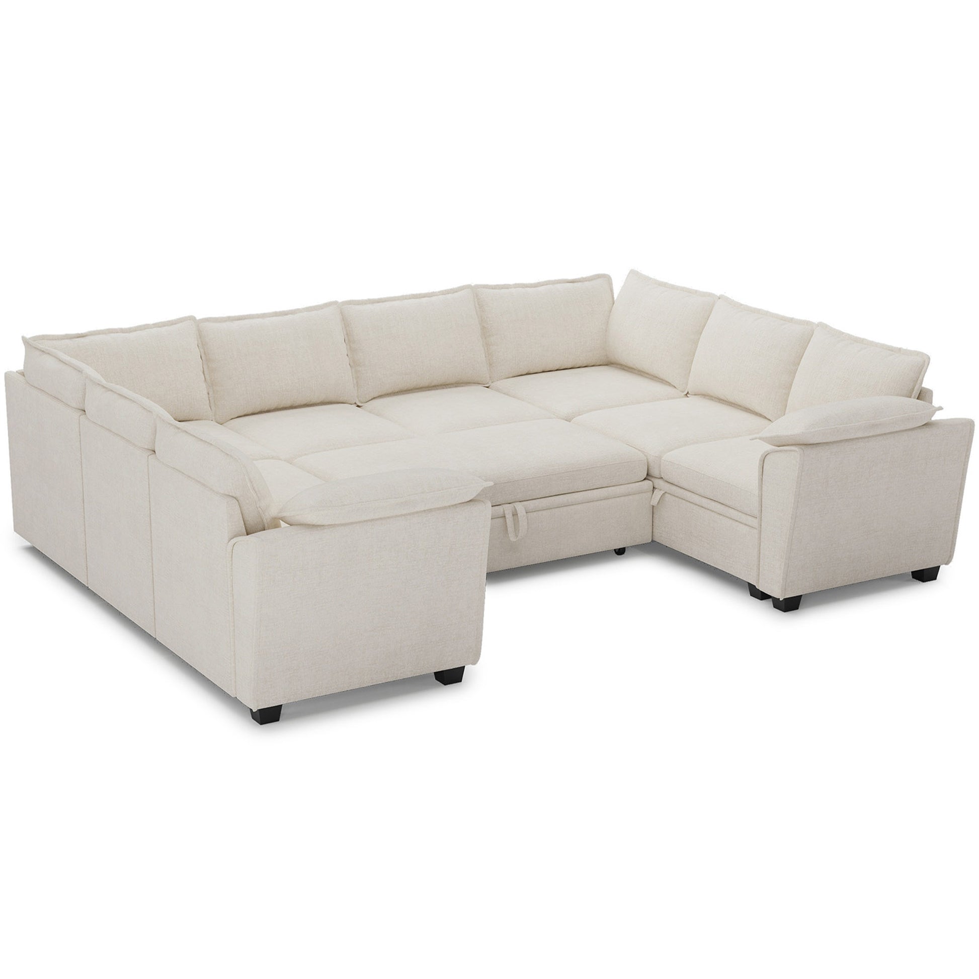 chenille-misty-white-8-Seats-U-Shaped-Sectional