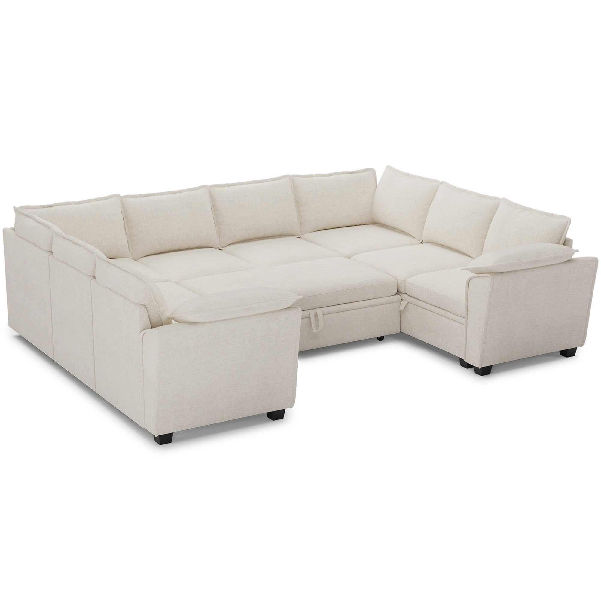 chenille-misty-white-8-Seats-U-Shaped-Sectional