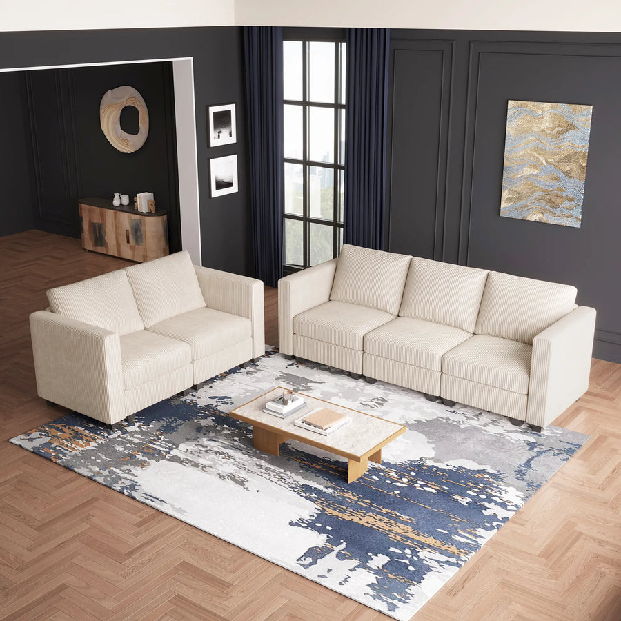 Ivory-Beige-/-Corduroy-3-Seat-Sofa-and-Loveseat-Set