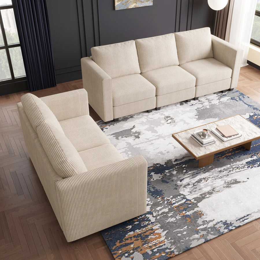 Ivory-Beige-/-Corduroy-3-Seat-Sofa-and-Loveseat-Set
