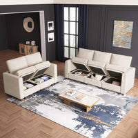 Ivory-Beige-/-Corduroy-3-Seat-Sofa-and-Loveseat-Set