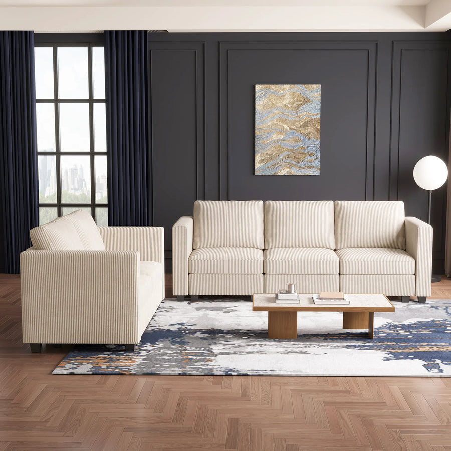 Ivory-Beige-/-Corduroy-3-Seat-Sofa-and-Loveseat-Set